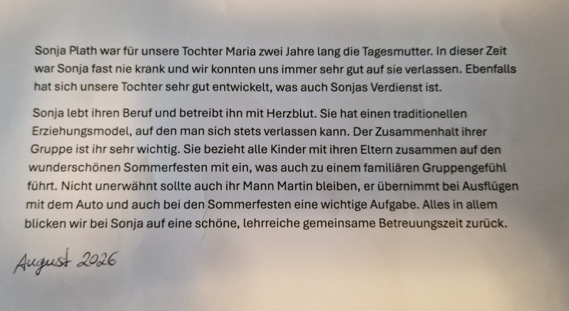 August 2026, Maria hat die Gruppe im September in Richtung Kita verlassen.